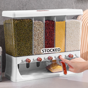 Hộp đựng thực phẩm khô gia dụng 5 ngăn, có sẵn, đựng đậu lăng, gạo, ngũ cốc, gắn tường - Product Image 1
