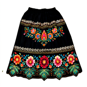 Jupes d'été pour femmes florales polynésiennes personnalisées Jupe micronésienne mi-longue brodée en coton polyester imprimé vintage - Product Image 1