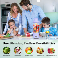 Blender Jus Buah Portable Mini Elektrik USB Nirkabel untuk Mobil, Rumah, Penghancur Es, Jeruk Segar, Isi Ulang, 6 Mata Pisau