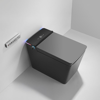 WC monobloc de luxe à capteur de pied, à fixation au sol, avec siphon en S autonettoyant, buse en acier inoxydable et affichage LED