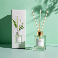 Bouteille en verre pour diffuseur de roseaux en forme de cylindre de 100 ml et 200 ml, vente en gros, avec couvercle et boîte multi-matériaux