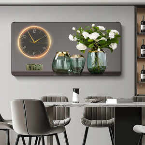 Moderno Quadro da Parete in Porcellana Cristallina con Stampa Floreale e Orologio con Calendario Perpetuo per Decorazione Ristorante - Product Image 4