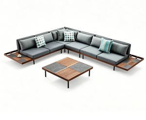 Conjunto de Sofás de Tela en Forma de L para Exteriores, Resistente a la Intemperie, para Jardín, Sala de Estar y Patio - Product Image 1