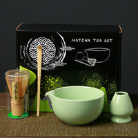 Ensemble de fouettage du matcha en céramique avec bol à thé, fouet et brosse pour usage en café, logo personnalisable, Chawan en céramique, repose-fouet en céramique