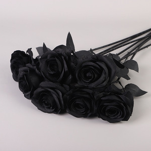 Costume de Fête des Morts d'Halloween, <span class=keywords><strong>Fausse</strong></span> <span class=keywords><strong>Fleur</strong></span> de Rose Noire et Blanche en Soie d'Imitation Sombre - Product Image 4
