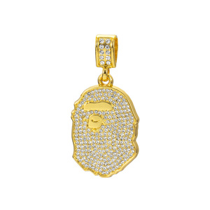 Collier pendentif tête de singe en zircon complet, nouveau design, vente en gros, bijoux pour hommes style hip-hop, accessoires de scène quotidiens, approvisionnement en vrac - Product Image 3