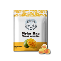 Sachets Mylar personnalisés imprimés, anti-odeur, anti-humidité, pour bonbons gélifiés, avec fermeture éclair à sécurité enfant, tailles personnalisées 7g/14g/28g