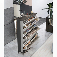 Armoire à chaussures en bois massif ultra-mince à rabat, grande capacité, entrée de la maison, rangement du hall d'entrée, étagère à chaussures moderne