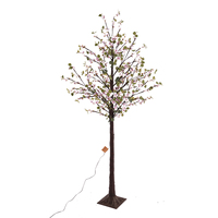 1,8 m Künstlicher Eukalyptus-Bonsai-Weihnachtsbaum für Innenräume mit Eingebauten 136 LED-Lichtern Rosa LED-Baumbeleuchtung Transformatorbetrieben
