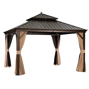 Venda de fábrica Baixo MOQ DA007 3*3*2.85m <span class=keywords><strong>gazebo</strong></span> do metal do dobro-telhado com Mosquiteiro e Sidewalls