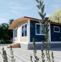 Maison conteneur préfabriquée de luxe extensible sur mesure, design moderne du milieu du siècle, écologique, avec salon et bureau intégrés