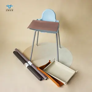 Özel logo desen baskılı çift taraflı mevcut bebek vinil Splat sandalyesi Mat yüksek sandalye sıçrama mat çocuklar için