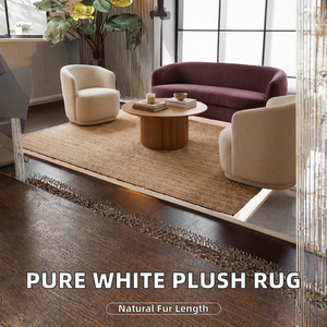 Tapis moderne en jute blanc, tissage plat, poils plats, durable, pour canapé, lit, usage domestique - Product Image 2