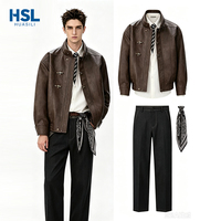 Veste Homme Vintage à Col Rabattu avec Boutons à Bascule, Style Moto Décontracté pour l'Automne, Vêtement d'Extérieur Quotidien – Vente Directe Usine