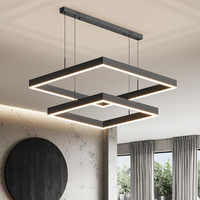 Luminaire suspendu moderne nouveau design contemporain acrylique noir pour salle à manger salon lampe carrée lustre à LED