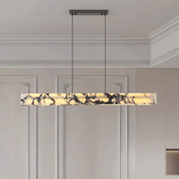 Lustre suspendu LED minimaliste en métal et marbre alabastro, à hauteur réglable, pour salle à manger ou îlot de cuisine central