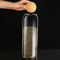 Meilleure vente 500/800/1200ml ensemble de bocaux en verre de nourriture de cuisine en borosilicate transparent avec liège en bois