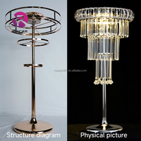Décoration de table en or et argent, support à fleurs en cristal, lampes de table sans fil, rechargeables par batterie, centres de table de mariage, support lumineux