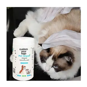 Toallitas húmedas de limpieza para mascotas personalizadas de alta calidad, toallitas para guantes de baño de burbujas para gatos, toallitas para 5 dedos