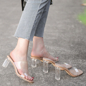 Dropshipping Babouches Femmes Talon 2025 Transparent Toe Ring Summer <b>Block</b> Square Heels for Women - Product Image 5
