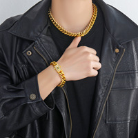 6mm-18mm Largeur Vente En Gros Collier En Or Bijoux En Acier Inoxydable Diamant Fermoir Cubain Lien Chaîne En Or 18k pour Hommes
