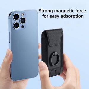 Cartera magnética universal portátil y resistente de cuero con soporte de anillo ajustable y flotante para teléfono móvil. - Product Image 5
