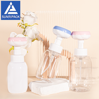 Flacon pompe en mousse 43/410 transparent et blanc, ensemble de flacons cosmétiques 300ml 500ml, emballage PET pour nettoyant visage