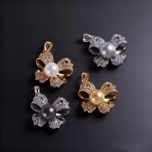 31427 Accesorios de Perlas DIY, Colgante de Plata S925 con Lazo Redondo y Bonito de 8-9 mm, Colgante de Collar con Base Redonda Vacía de 8-9 mm - Product Image 1