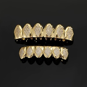Fine Grillz Dentures Unisexe Plaqué Or Diamant Géométrique Style Hip Hop pour Fête - Product Image 3
