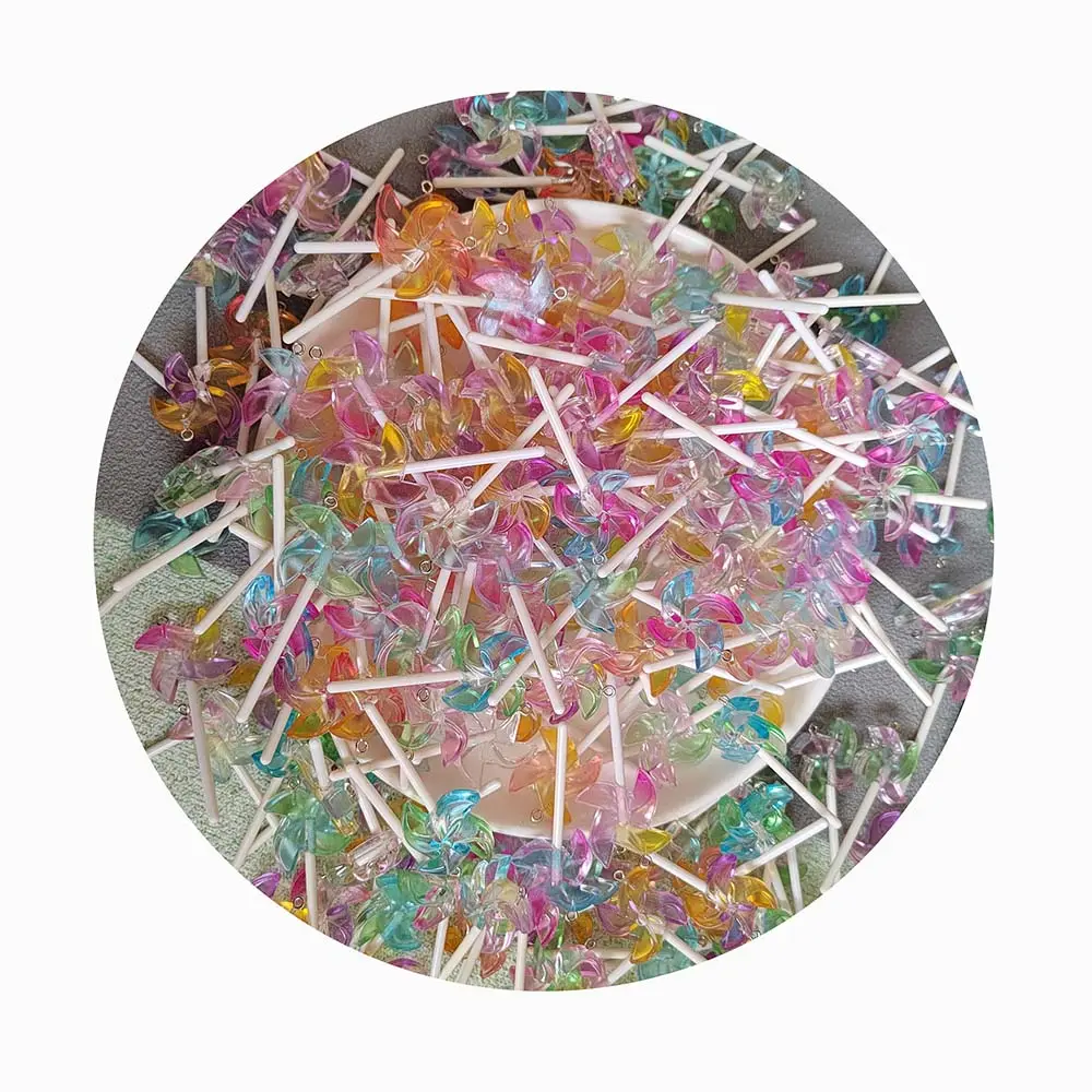 100PCS Transparent Windmill Pendant Resin Lollipop Charms for Making Jewelry Necklace Bracelet Phone Case Earring Accessories