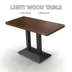 Tavolo da Pranzo Moderno Minimalista Addreen in Legno Chiaro con <span class=keywords><strong>Gambe</strong></span> in Ferro Nero, Ignifugo, Durevole e Portatile <span class=keywords><strong>per</strong></span> Hotel - Product Image 2