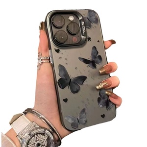 Cover Posteriore Antiurto alla Moda con Farfalla Nera Sognante Placcata Argento, Adatta per <span class=keywords><strong>iPhone</strong></span> 17 16 15 14 13 12 11 Pro Max - Product Image 5