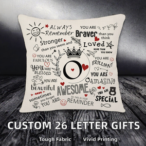 Housse de coussin carrée personnalisée de style moderne, 26 lettres, coussin décoratif pour la maison, faible MOQ, impression par sublimation, cadeau pour amis - Product Image 2