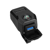 Chargeur de téléphone étanche pour moto 36W 24V~90V avec boussole intégrée, câble de 150 cm, compatible avec le montage sur guidon ou rétroviseur