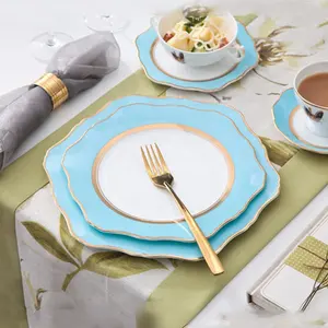 Plato de postre decorativo elegante, juego de platos de postre florales dorados, para boda, venta al por mayor - Product Image 1