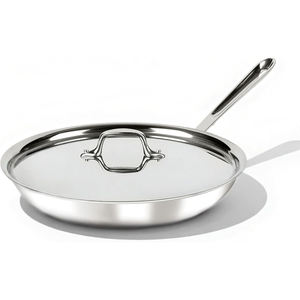 Sartén de Acero Inoxidable de Triple Capa de Alta Calidad con Tapa de Vidrio, Compatible con Inducción, Diseño Moderno - Product Image 1
