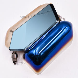 JDM rétroviseur universel <span class=keywords><strong>F1</strong></span> voiture de course miroir latéral brûlé artisanat carré titane miroirs bleus avec lentille bleue - Product Image 2