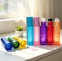 Flacon en verre 5ml 10ml pour huiles essentielles et parfums, avec bouchon en bambou et bille roulante en acier, pour essences, parfums et huiles corporelles