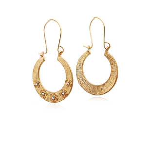 V & <span class=keywords><strong>r</strong></span> regalo de cristal de diamantes de imitación estambres <span class=keywords><strong>suave</strong></span> anillo superficie de Metal flor chapado en oro pendientes de - Product Image 1