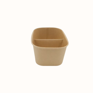 Lonchera de Papel Kraft Desechable, Biodegradable y Reciclable, de Dos Compartimentos, Profunda para Servir Comidas Calientes, Conveniente para Restaurantes - Product Image 5