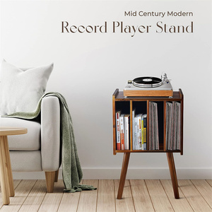 Support de <span class=keywords><strong>tourne</strong></span>-<span class=keywords><strong>disque</strong></span> en bois à deux niveaux, support de rangement pour disques vinyles, support de présentation, écologique, multifonction - Product Image 4