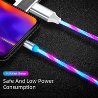 Kabel Data pengisi daya magnetik Led, mikro Tipe C Usb semua dalam 1 3 in 1