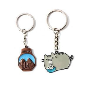 Keychain With Swivel Lobster Clasp Metallic Color Stainless Steel Metal Enamel <b>Ring</b> Offset and UV Printing Keychains - Product Image 5