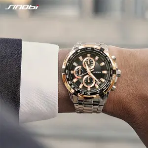 SINOBI-Reloj de lujo para hombres, cronógrafo luminoso de cuarzo, a la moda, Jam Tangan Pria, S9720G