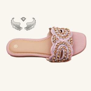 Sandalias de Mujer de Moda de Alta Calidad con Brillantes y Pedrería, Suela Plana, Transpirables, Duraderas, para Ocio y Aire Libre, Venta al Por Mayor - Product Image 3