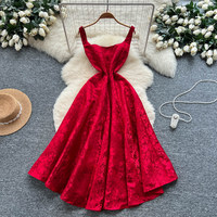 Robe élégante sans manches en jacquard pour femme, coupe trapèze, taille haute, évasée, longue, pour occasions quotidiennes et spéciales