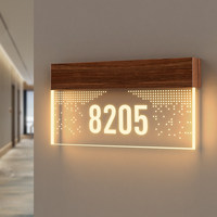 Plaque de porte en acrylique gravée au laser avec LED, à fixer au mur, éclairée, pour maison d'hôtes ou appartement