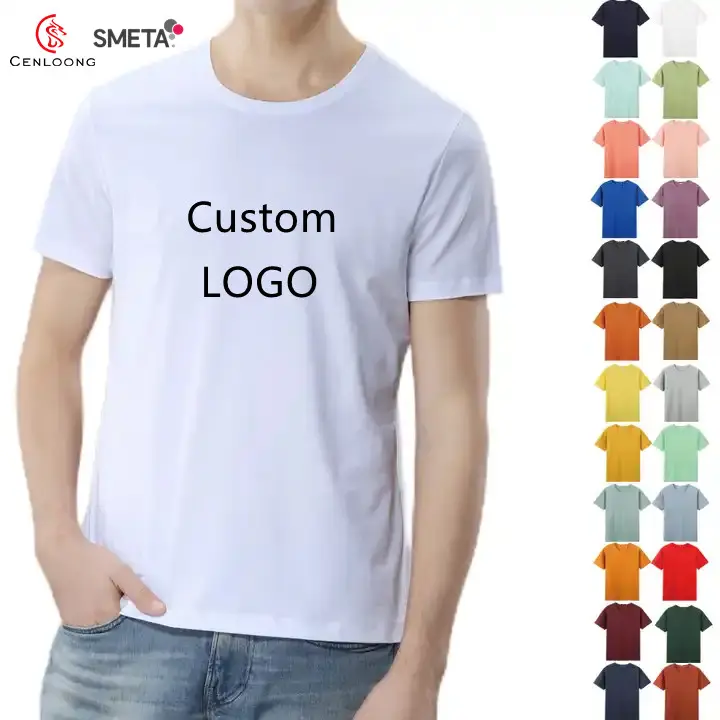 Hoge Kwaliteit 100% Katoen Plus Size T-Shirt Aan Te Passen Print Logo Mannen Effen O-hals T-Shirt Custom T-Shirt