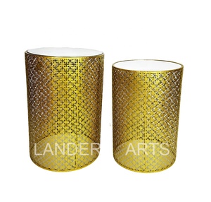 Lander thiết lập của 2 bán buôn Kim Loại Tùy chỉnh vàng sang trọng hiện đại sắt bên Vòng Bàn cà phê - Product Image 3