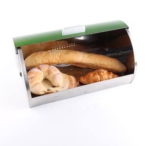 Contenitore per Pane in Acciaio Inox con Coperchio in <span class=keywords><strong>Plastica</strong></span>, <span class=keywords><strong>Portapane</strong></span> in Metallo con Coperchio in PS e Finestra Trasparente - Product Image 5